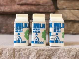 Vintage Dollhouse Miniature Milk Cartons Gordy Grade A Set Of 3