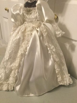 Vintage Style White Bride Doll Dress For 19 - 22” Doll - 8.  5”waist - 17” Long,  Train