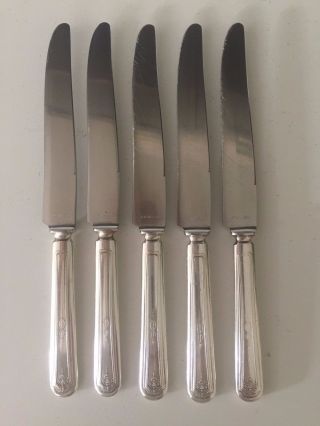 Vintage Set Of 5 Oneida Community Made Tudor Plate Knives,  9 1/2 " Long