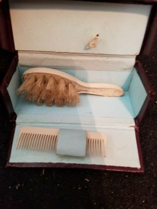 Antique Doll Toy Miniature German Germany Boxed Grooming Set Brush & Comb
