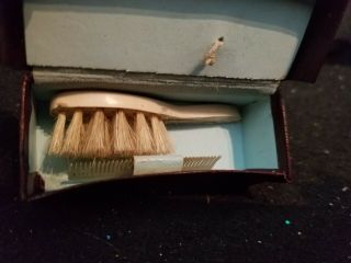 ANTIQUE DOLL toy MINIATURE GERMAN GERMANY BOXED GROOMING SET brush & comb 2