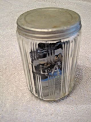 Antique/vintage Sneath Tea Canister Ribbed W Aluminum Lid Marked Tea