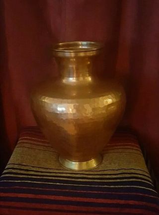 Unmarked Large Hand Hammered Copper Decorative Art Vase