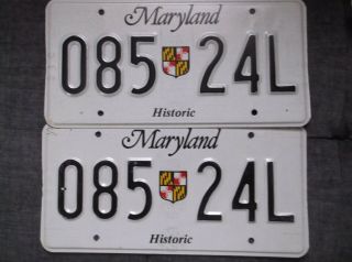 Antique Maryland " Historic " License Plates