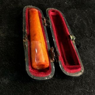 L83 - Antique Real Amber Cigarette Holder Accessories With Cary Case
