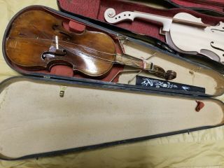 Old Vintage Antique Violins With Cases in need of repair 2