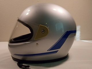 Vintage SHOEI ER - E Japanese Motorcycle Helmet size L Large full face silver 2