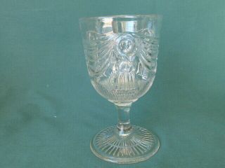 Antique Flint Early American Pattern Glass Lincoln Drape With Tassel Goblet