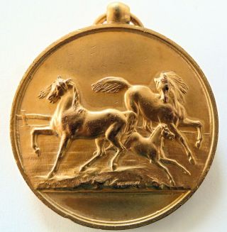 Antique French Gilded Horse Medal By Blondelet
