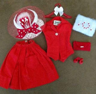 Vintage Barbie Red Full Pak Skirt & Blouse Mint/near Plus