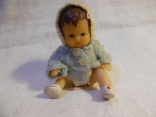 Vintage Mini Rubber Baby Doll With Outfit Boy