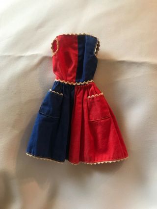 Vintage Barbie Fancy Red And Blue Sleeveless Dress
