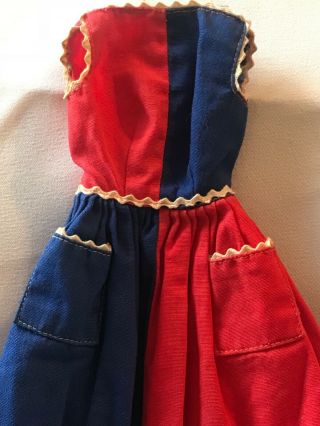 Vintage Barbie Fancy red and blue sleeveless dress 2
