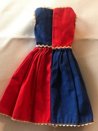 Vintage Barbie Fancy red and blue sleeveless dress 4