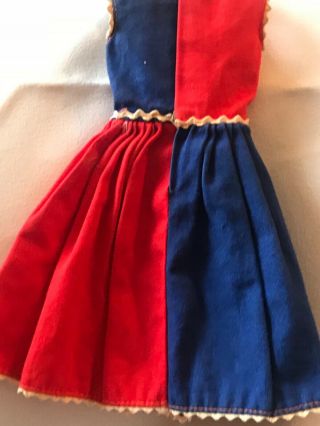 Vintage Barbie Fancy red and blue sleeveless dress 5