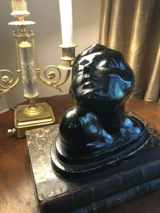 Art Deco Lady Flapper Head Figural Lamp Base Or Bookend Frankart Era 1920s
