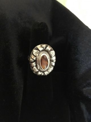 Antique Vintage Victorian Ladies Mexican Sterling Silver Poison Ring Size 5