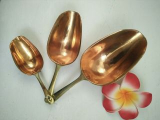 Vintage Copper And Brass Measurement Spoons Set Of 3