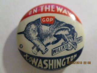 1940 Wendell L.  Willkie Presidential Campaign Button Pin 7/8 " Wil - 141