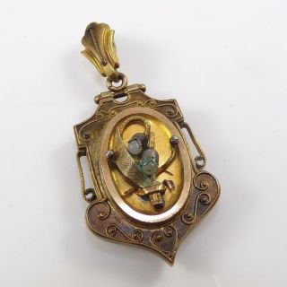 Vintage Antique Victorian Gold Filled Mourning Locket Pendant Qxl9