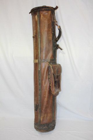 Antique Golf Bag 35 " Stovepipe Soft Shell All Leather Brown Par Bag