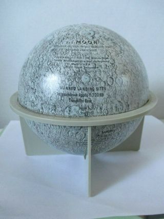 Vintage Replogle 6 " Lunar Moon Manned Landing Sites Globe With Stand