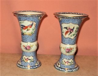 Pair Antique Booths China England Pottery Vase Mosaic Panel 1920 