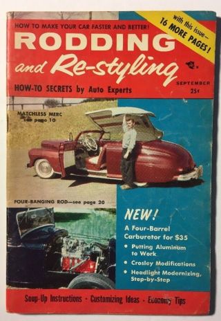Rodding & Restyling (sept.  1955) Matchless Merc,  Four Banging Rod,  Crosley Mods