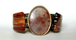Large Vintage / Antique Scottish Agate Bracelet.  No Damage.