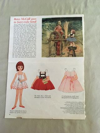 1962 Betsy Mccall Goes To Fairytale Land Paper Dolls Vintage Uncut