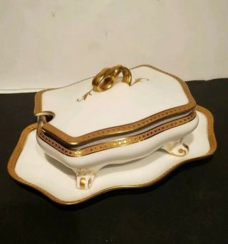 Antique Limoges Sauce Tureen & Underplate.  Old Abby Pattern.  Nr