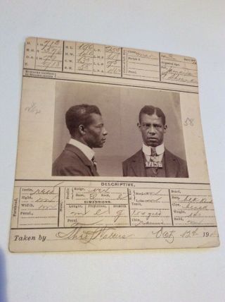 Black Man Real Photo Antique Vintage Police Prison Mugshot 1904 Rape