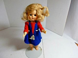 Vintage 7.  5 Inch Hard Plastic Walking Doll With Molded Shoes