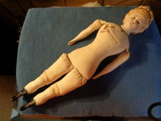 Antique/vintage Bisque Porcelain Doll,  Cloth Body,  18 " German