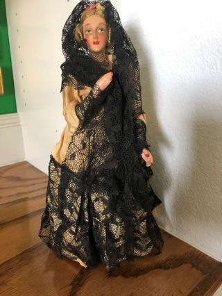 Vintage Carselle Spanish Seniorita Lady Composition Doll