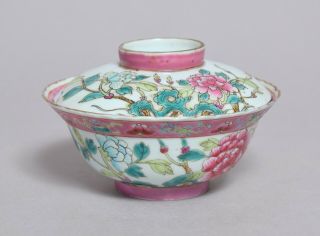 A Wonderful Antique Chinese Straits Nyonya Nonya Porcelain Rice Bowl & Cover 2