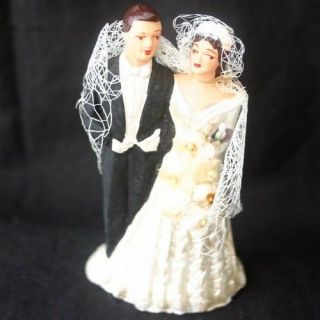 Vintage Aca 1950 Wedding Cake Topper Couple