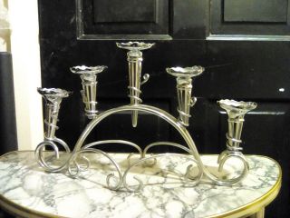 Vintage Epns Silver Plated 5 Trumpet Epergne Stand.  Arts And Crafts.
