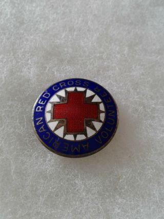 Authentic Wwii American Red Cross Volunteer Lapel Pin Badge Sterling