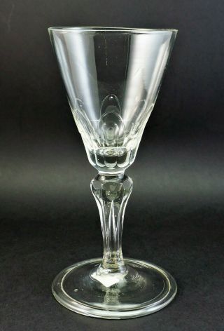 C1720,  Antique 18thc Georgian George I Engraved Wine Drinking Glass,  Folded Foot