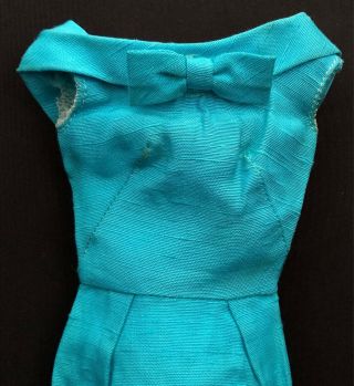 Vintage Barbie Turquoise Silk Sheath Pak Dress (1962 - 63) 3