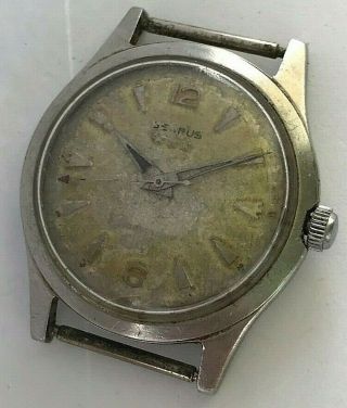 Vintage Benrus Swiss Automatic Stainless Steel Mens Watch W.  Red Arrow Seconds