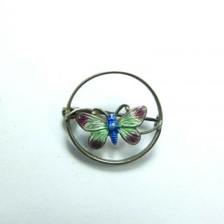 Antique Art Deco Silver Enamel Butterfly Brooch Chester 1928 Adie & Lovekin Ltd