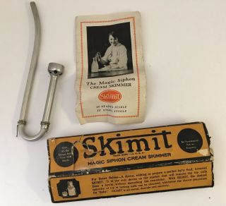 Antique Kitchen Tool Magic Siphon Cream Skimmer Box & Packaging Insert