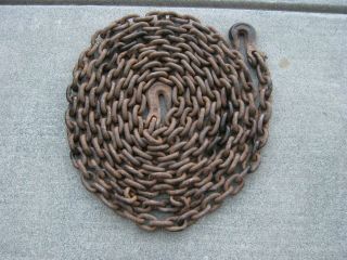 20 Feet 20 Ft Of Rusty Logging Farm Tow Chain With Clevis Hooks Barn Find