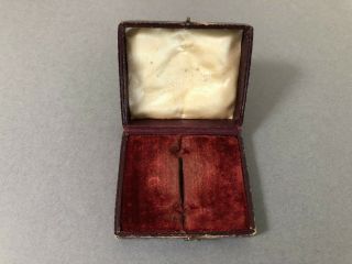 Vintage Antique Jewelry Hook Clasp Ring Box Deco Edwardian Burgundy Velvet 096