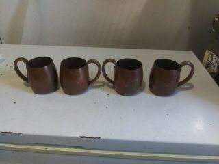 Vintage Set Of 4 West Bend Aluminum Co.  Solid Copper Moscow Mule Mugs 1950/60 