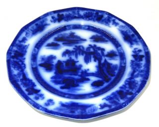 Antique Manilla Pattern Flow Blue Ironstone Podmore Walker 10 " Lunch Plate