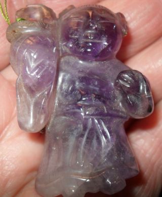 Vintage Chinese Hand Carved Amethyst Figurine With Basket 2 " 44.  9 Grams Nos