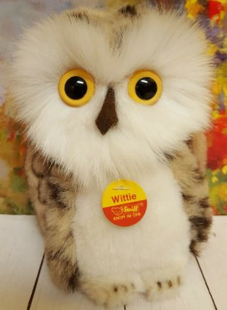 Steiff Owl Plush,  " Wittie ".  5 " (13cm) From 1983,  Vintage W/ All Tags & Button